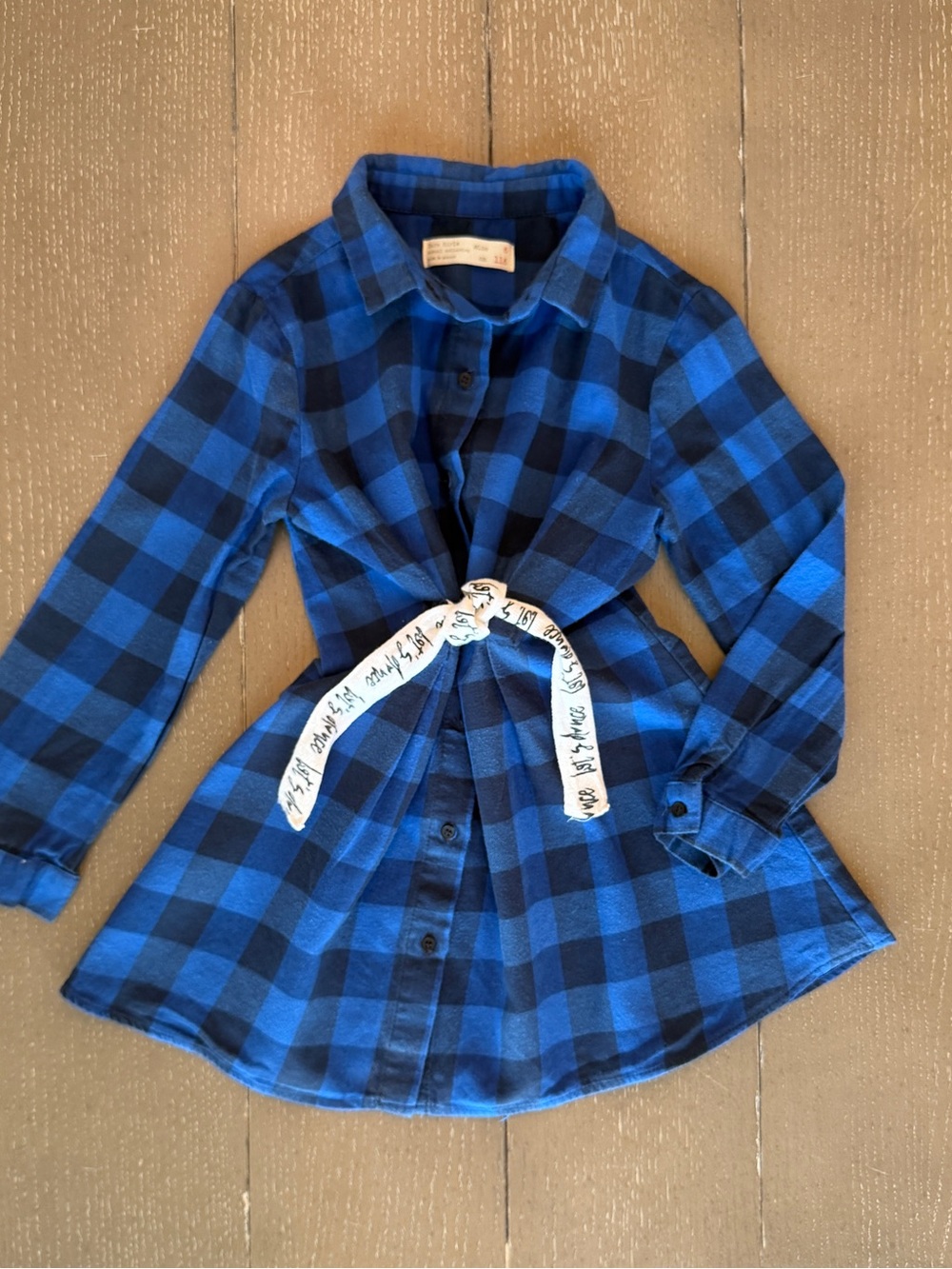 Zara Toddler Girls’ Long-Sleeve Buffalo Plaid/Blue Flannel Dress • Size 6 (S)